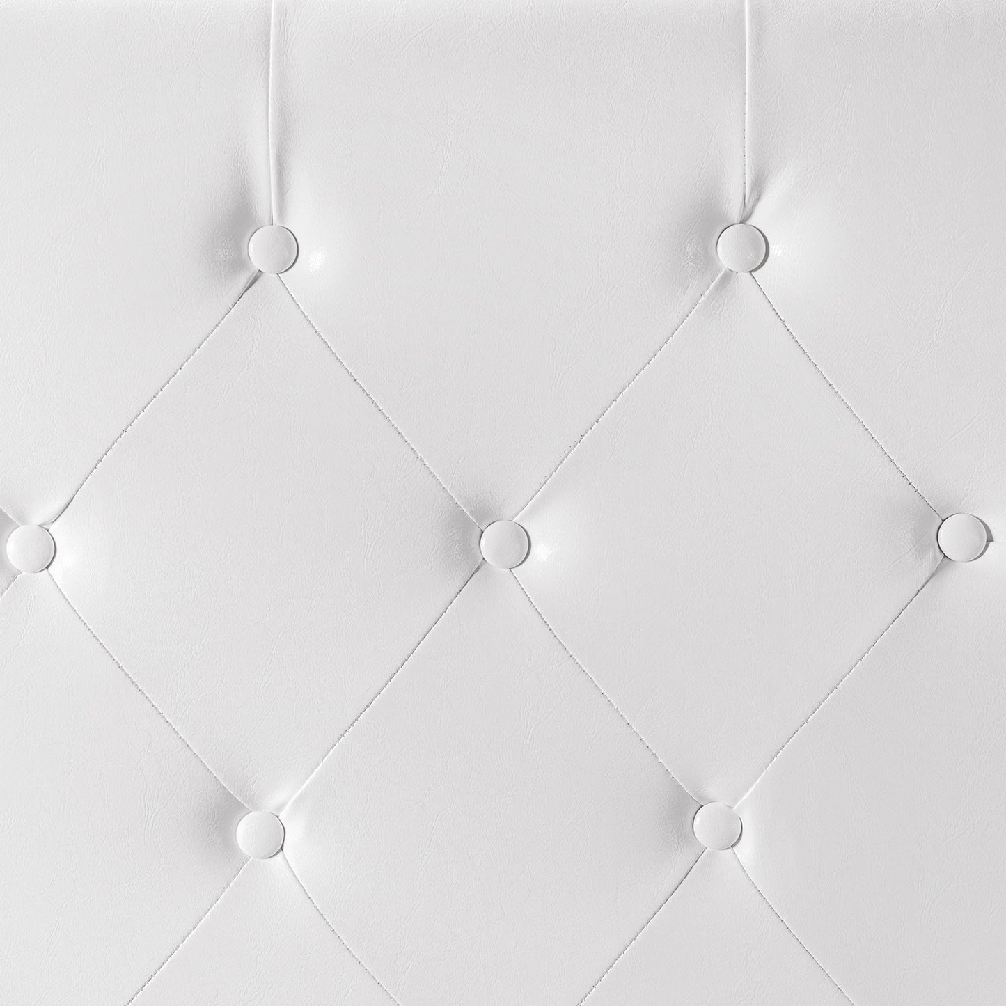 Allewie Faux Leather Upholstered Platform Bed Frame with Adjustable Diamond Stitched Button Tufted Headboard, White